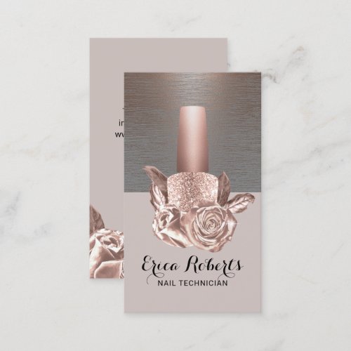 Nail Salon Trendy Floral Polish Bottle Manicurist Business Card