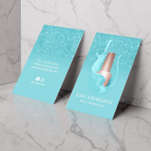 Nail Salon Turquoise Polish Splash Makeup Artist Business Card