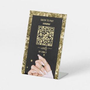 Nail Salon Venmo QR Code Payment Scan to Pay Pedestal Sign