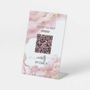 Nail Salon Venmo QR Code Payment   Scan to Pay  Pedestal Sign