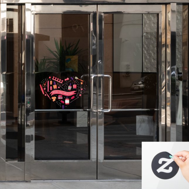 Nail Salon Walk Ins Welcome Nail Pedicure Heart  Window Cling (Office Door)