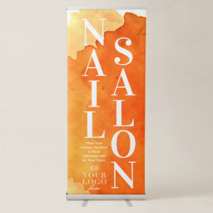 Nail Salon Watercolor Orange Vertical Sign