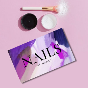 Nail Salon Watercolor Paint Splatter Business Card