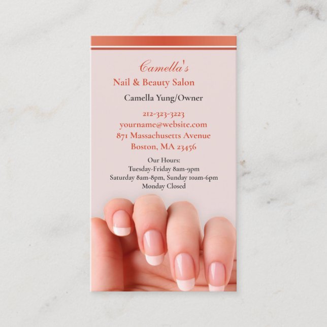 Nail Salon with Appointment Business Card Template (Front)
