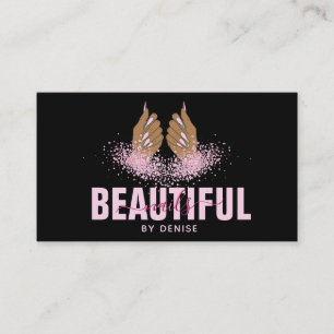 nail salon woman hand holograph nails technician business card
