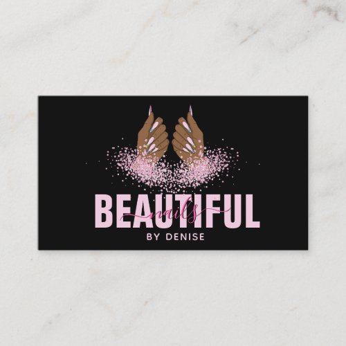 nail salon woman hand holograph nails technician   business card