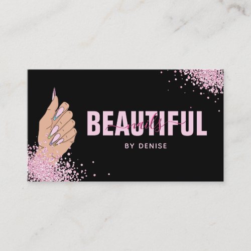 nail salon woman hand holograph nails technician   business card