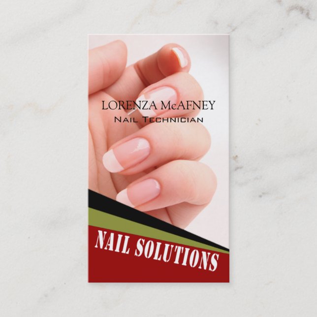 Nail Solutions - Manicure Pedicure Spa Technician Business Card (Front)