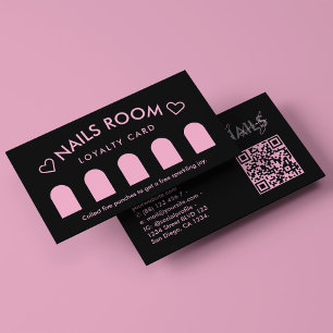 Nail Spa Therapist Black Pink Loyalty Business Card