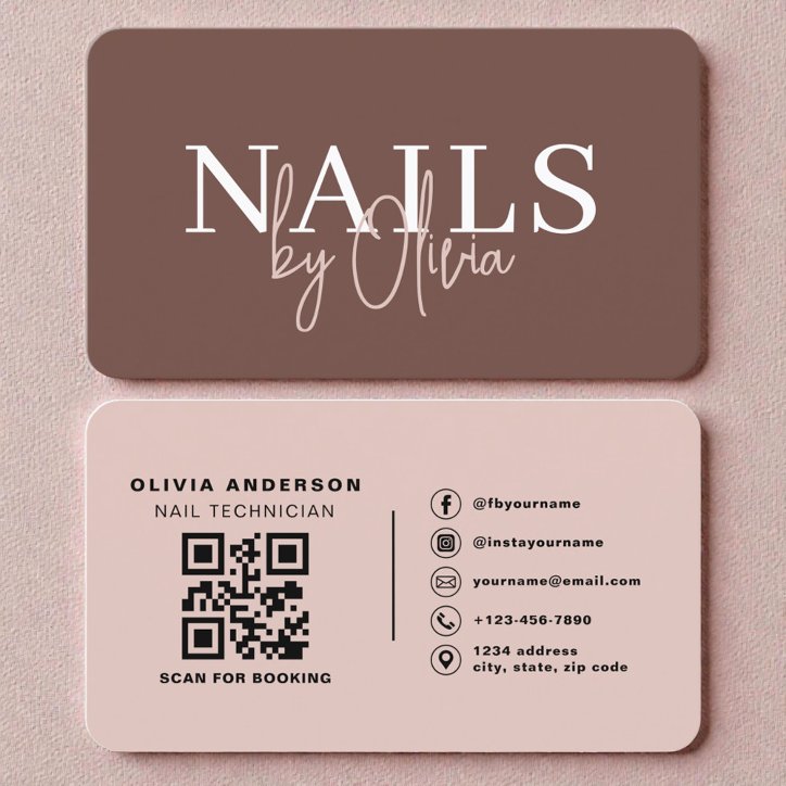 Nail Specialist Artist Terracotta QR Code Business Card