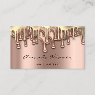 Nail Studio Drip Rose Gold QR Code Logo Wax Body Business Card