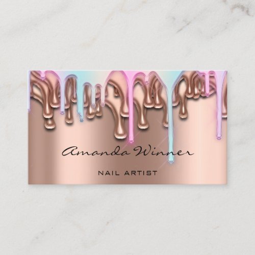 Nail Studio Drips Rose QR Logo Wax Epilation Pink  Business Card