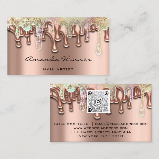 Nail Studio lDrip Rose QR Code Logo Wax Body Soap Business Card (Front/Back)