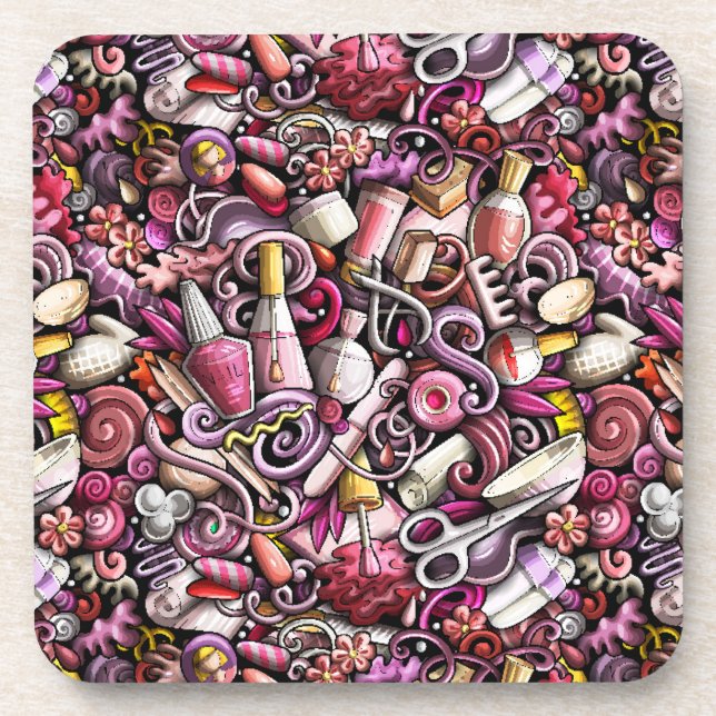 Nail Studio Pattern Beverage Coaster (Front)