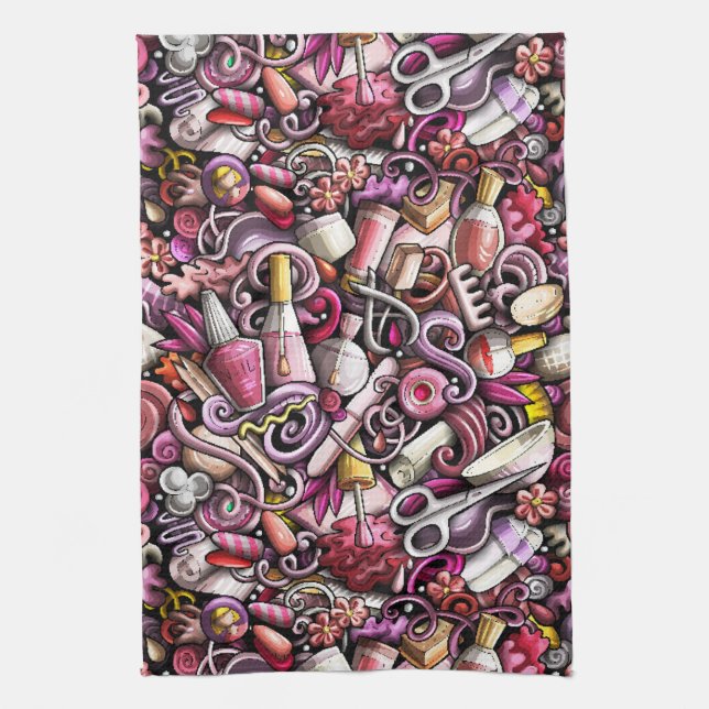 Nail Studio Pattern Kitchen Towel (Vertical)