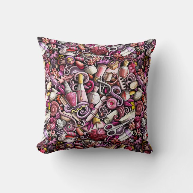 Nail Studio Pattern Throw Pillow (Front)