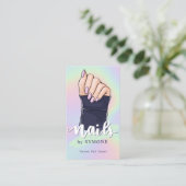 Nail Tech Artist Beauty Salon Pastel Holographic B Business Card (Standing Front)