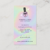 Nail Tech Artist Beauty Salon Pastel Holographic B Business Card (Back)
