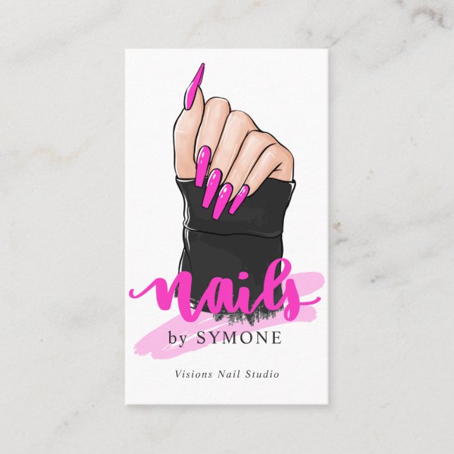 Nail Tech Artist Nail Designer Nail Salon Logo Business Card (Front)