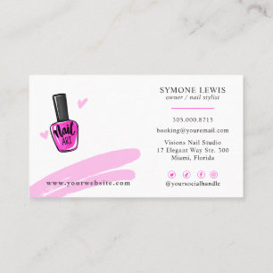 Nail Tech Artist Nails Designer Pretty Salon Bus Business Card
