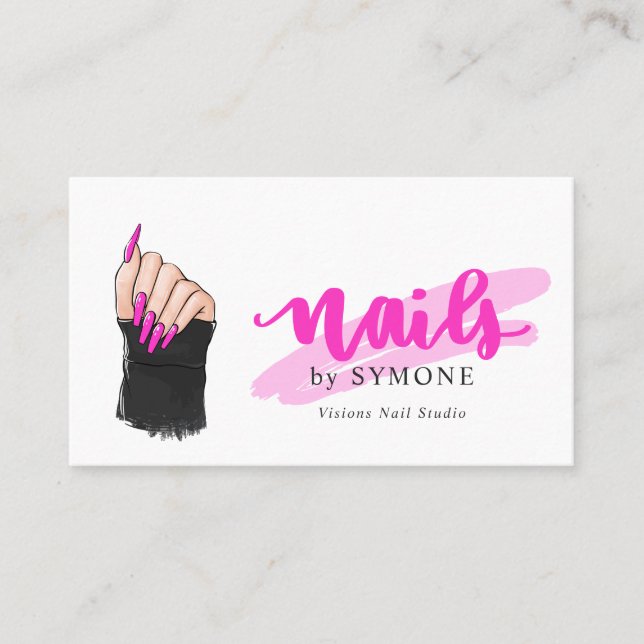 Nail Tech Artist | Nails Designer Pretty Salon Business Card (Front)