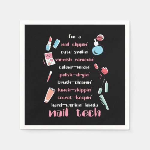 Nail Tech Beautician Fingernails Nail Tech Gift Napkins