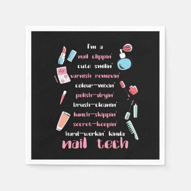 Nail Tech Beautician Fingernails Nail Tech Gift Napkins (Front)