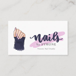 Nail Tech Beauty Salon Hand Illustration Business Card
