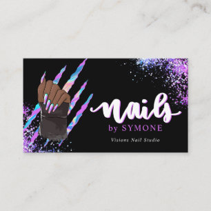 Nail Tech Bold Holographic Your Logo Business Card