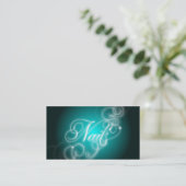 Nail Tech Business Card Elegant Flourish Glow (Standing Front)