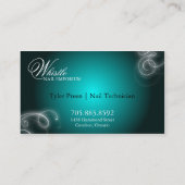 Nail Tech Business Card Elegant Flourish Glow (Back)