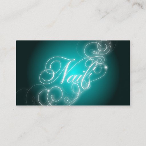 Customizable Nail Tech Business Card Elegant Flourish Glow