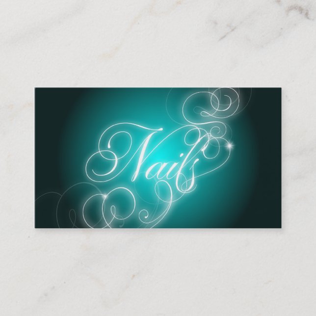 Nail Tech Business Card Elegant Flourish Glow (Front)