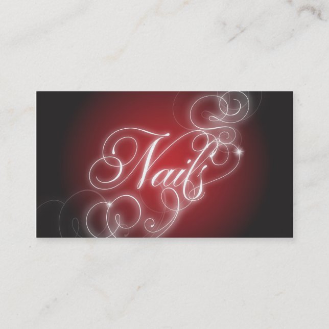 Nail Tech Business Card Elegant Flourish Glow (Front)