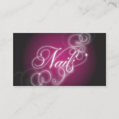 Nail Tech Business Card Elegant Flourish Glow