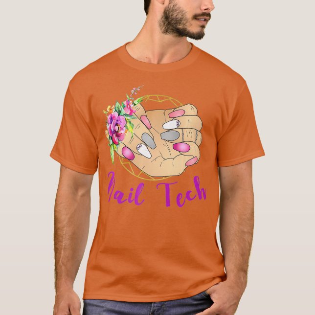 Nail tech cute nail art technician manicure T-Shirt (Front)