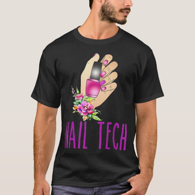 Nail tech cute nail art technician manicure tee (Front)