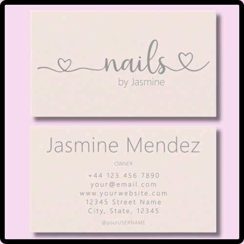 Nail Tech Earthy Champagne Pink Manicurie Salon Business Card