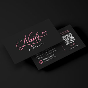 Nail Tech Elegant Pink Black Manicurist Business Card