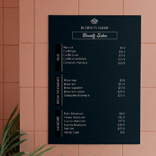 Nail Tech Esthetician Price List Black White Gray  Poster