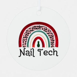 Nail tech gift- Christmas rainbow Metal Ornament
