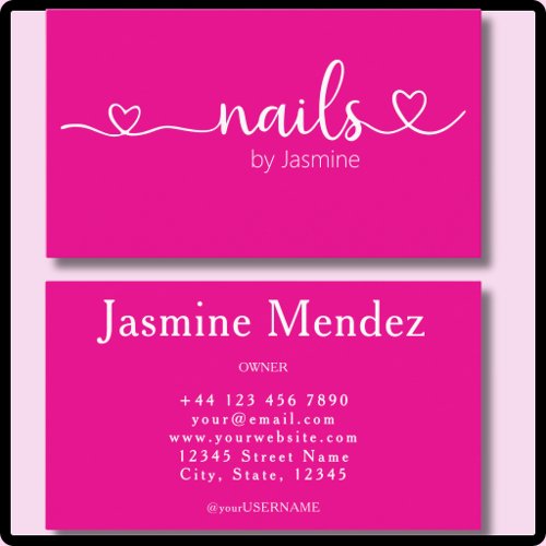 Nail Tech Hot Pink Professional Manicurie Salon Business Card