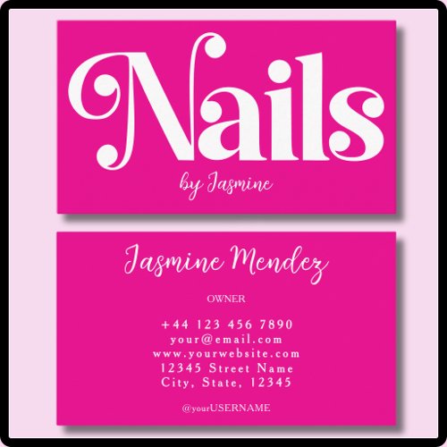 Nail Tech Hot Pink Professional Manicurie Salon Business Card