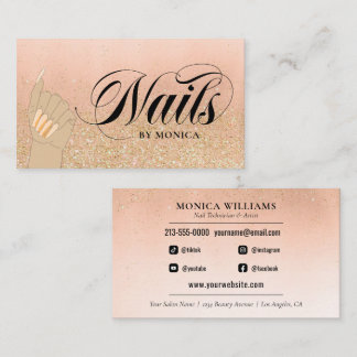 Nail Tech Manicurist Golden Glam Salon Business Card