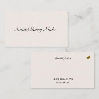 Nail Tech Minimalist Beige Business Card