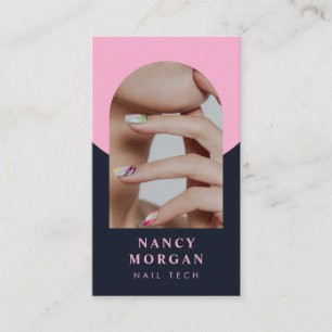 Nail Tech Modern Arch Photo QR Code Business Card