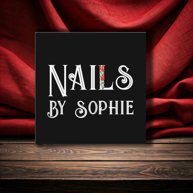 Nail Tech Nail Art Black  Square Business Card (Creator Uploaded)