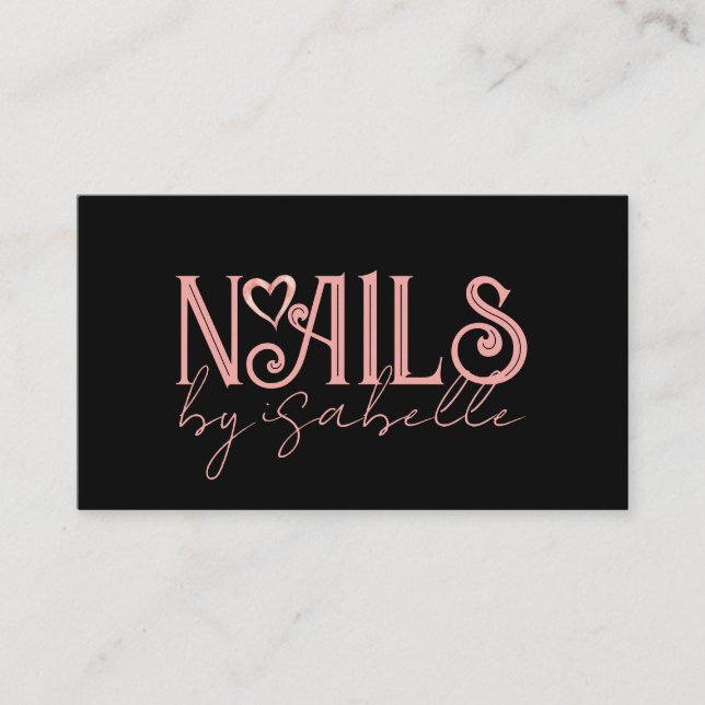 Nail Tech Nail Art Pink Black Business Card (Front)
