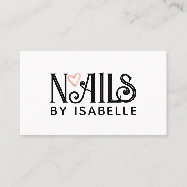 Nail Tech Nail Art Pink Logo Black Business Card (Front)