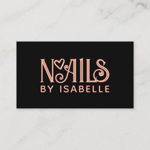Nail Tech Nail Art Pink Logo Black Business Card